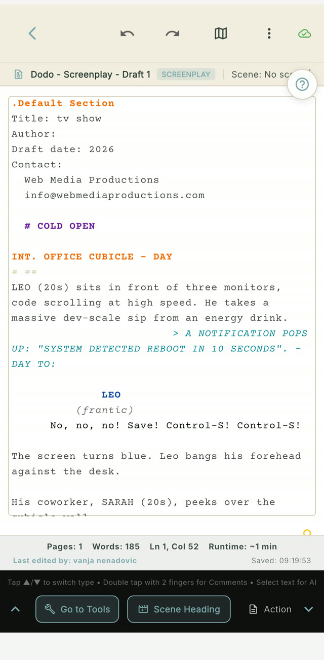 FLIK Studio screenplay editor